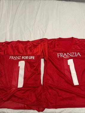 Set of 2 Franzia Red Mesh Jersey with White Number 1